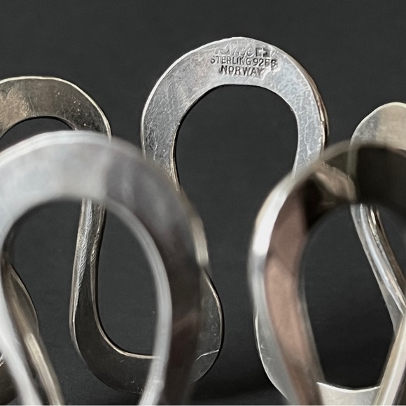 MCM Anna Greta Eker Norway Vintage Modernist Sterling Silver Hammered Bracelet - Picture 4 of 8